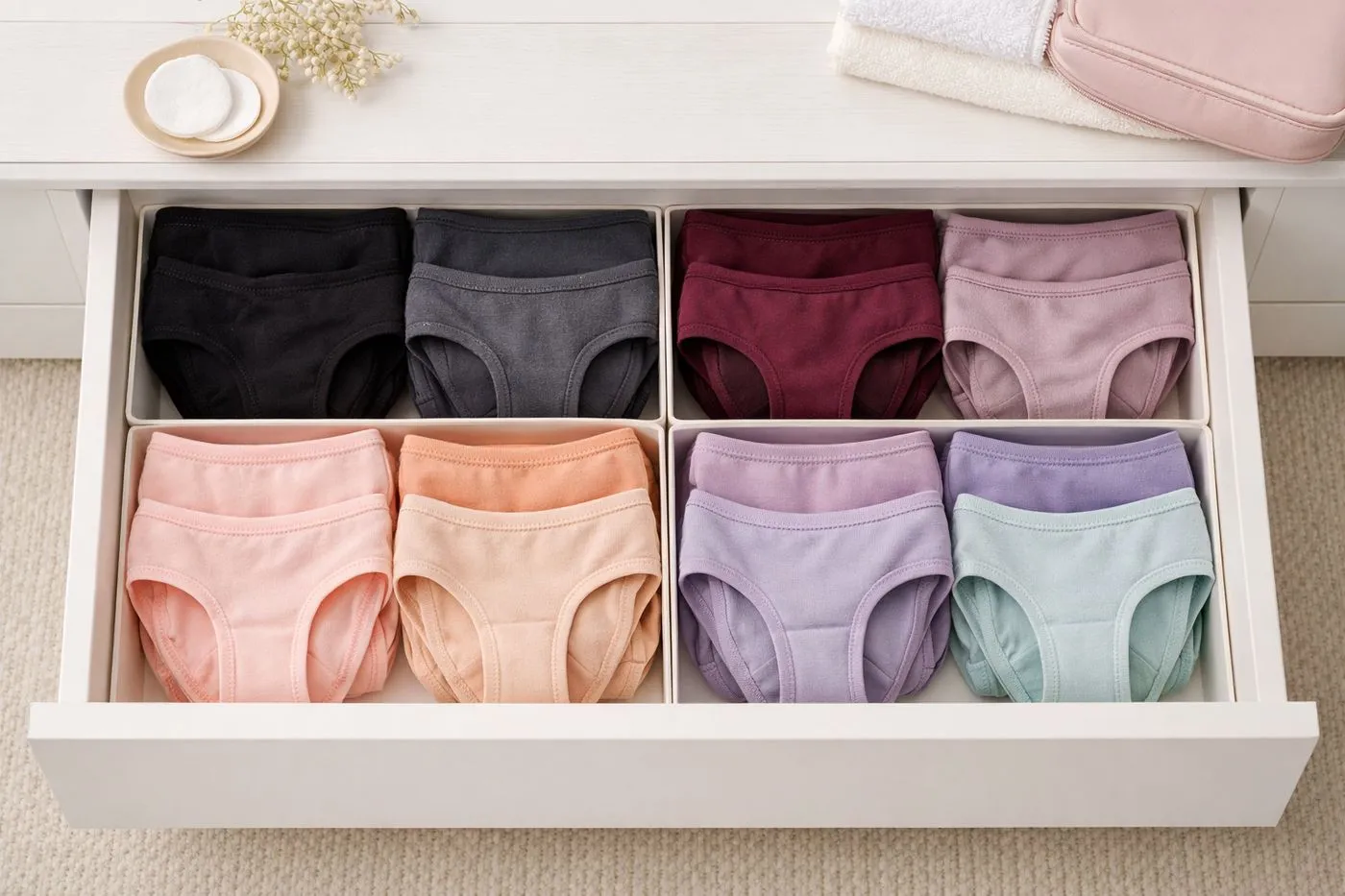 Mehrere Menstruationsslips fuer die Zyklusrotation