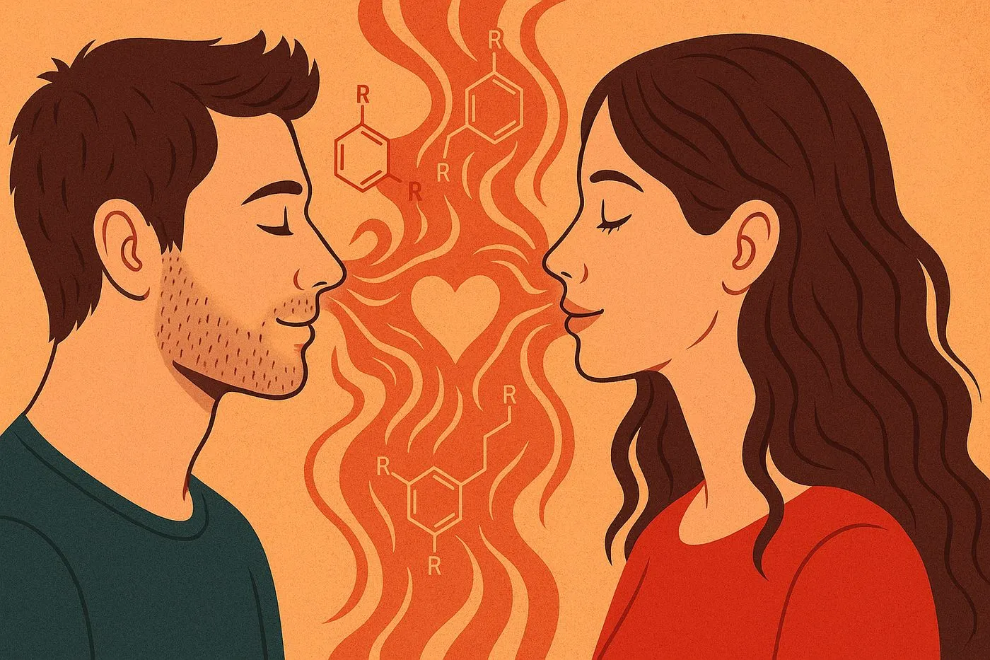 Illustration von Pheromonen und menschlicher Anziehung